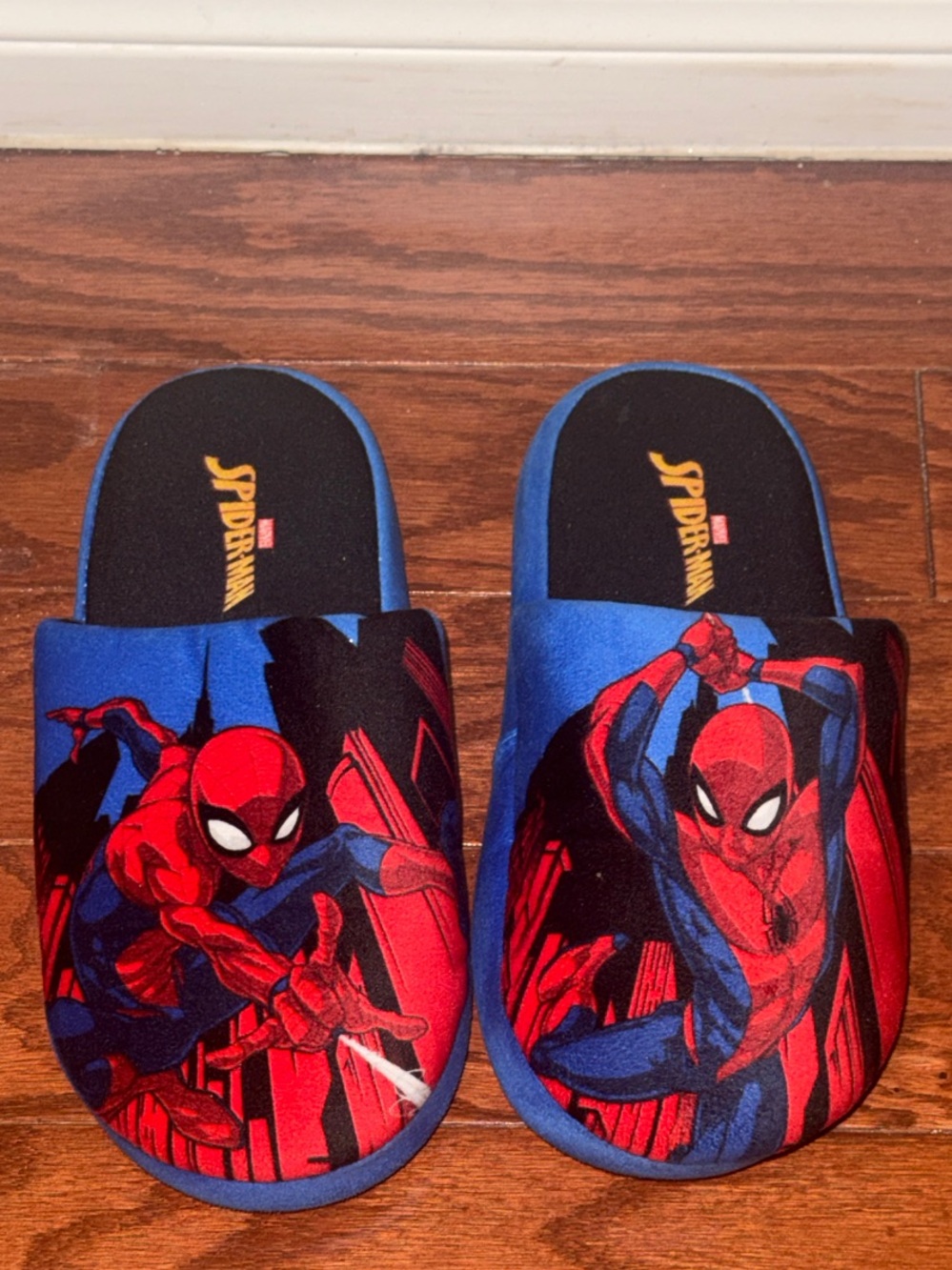Marvel Spider-Man Kids Blue and Red Slide Slippers